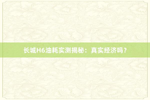 长城H6油耗实测揭秘：真实经济吗？